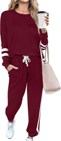 Luxe Lisa 2-Piece Jogging Outfit-Burgundy-S-State of Style