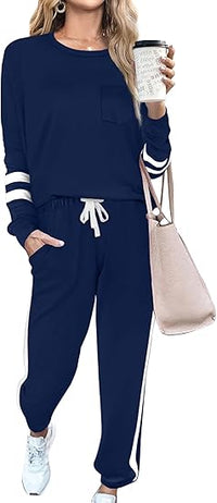 Luxe Lisa 2-Piece Jogging Outfit-Navy Blue-S-State of Style