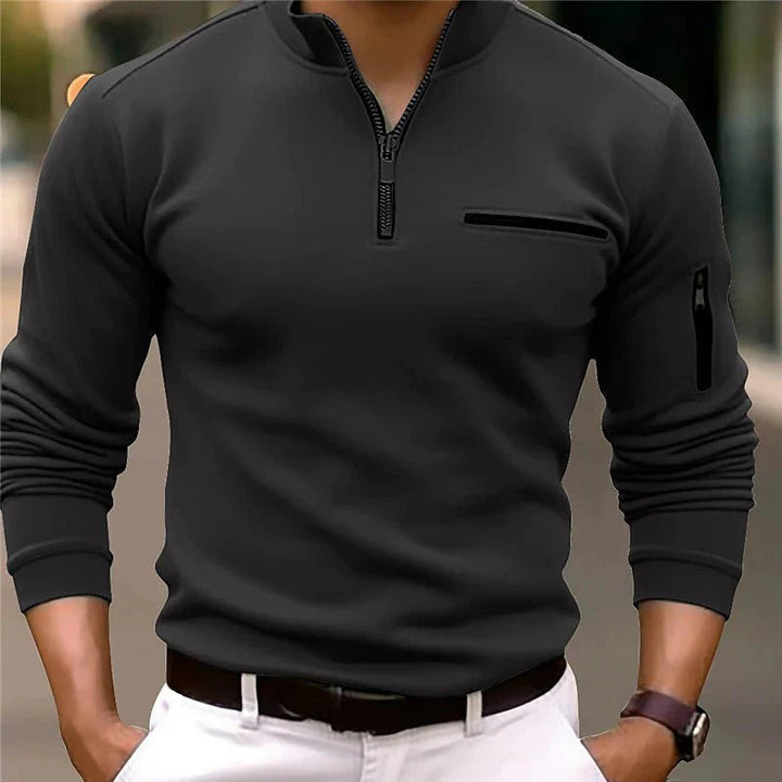 Luxe Men’s Sweater with Zip - Davy-Black-S-State of Style