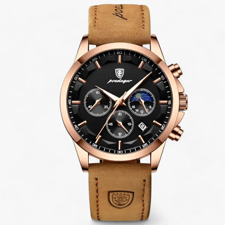 Luxe Men's Watch - Cassian-Rose Gold Black (L)-State of Style