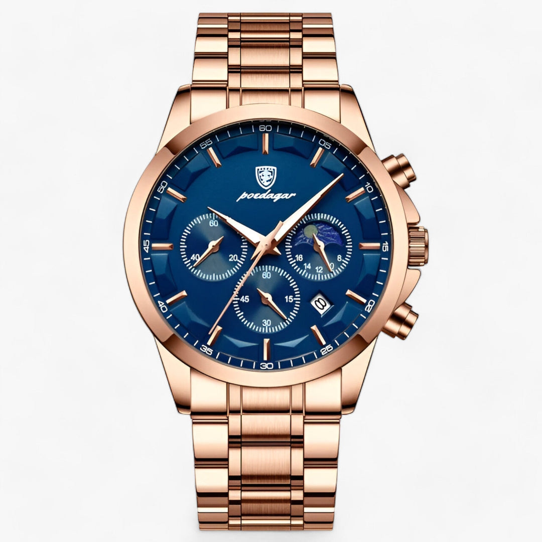 Luxe Men's Watch - Cassian-Rose Gold Blue (S)-State of Style