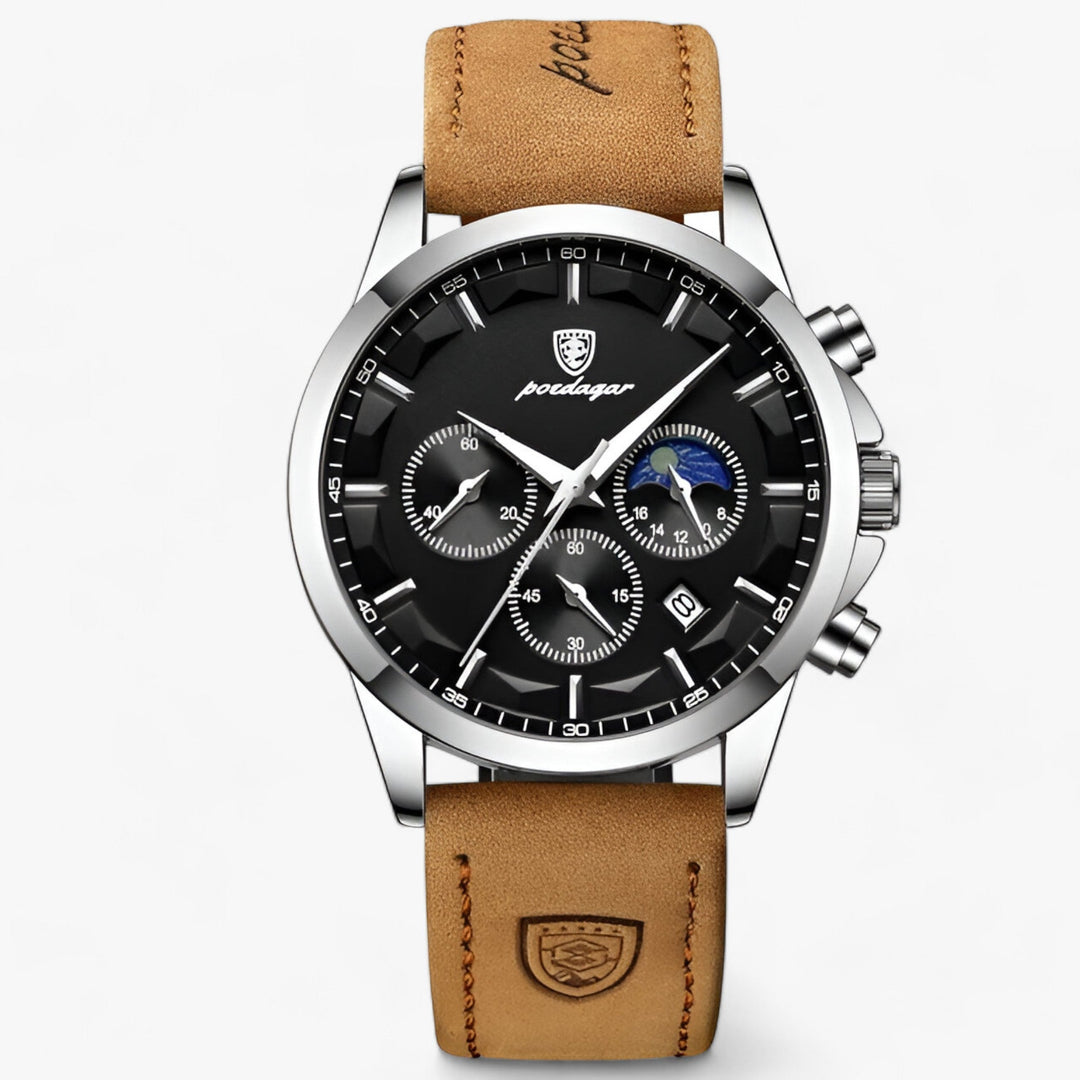 Luxe Men's Watch - Cassian-Silver Black (L)-State of Style