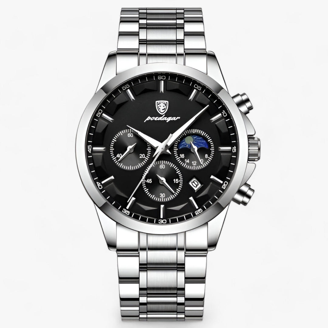 Luxe Men's Watch - Cassian-Silver Black (S)-State of Style