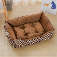 Luxe Orthopedic Plush Pet Bed - PlushNest-XS(40cm X 30cm)-Plaid-State of Style