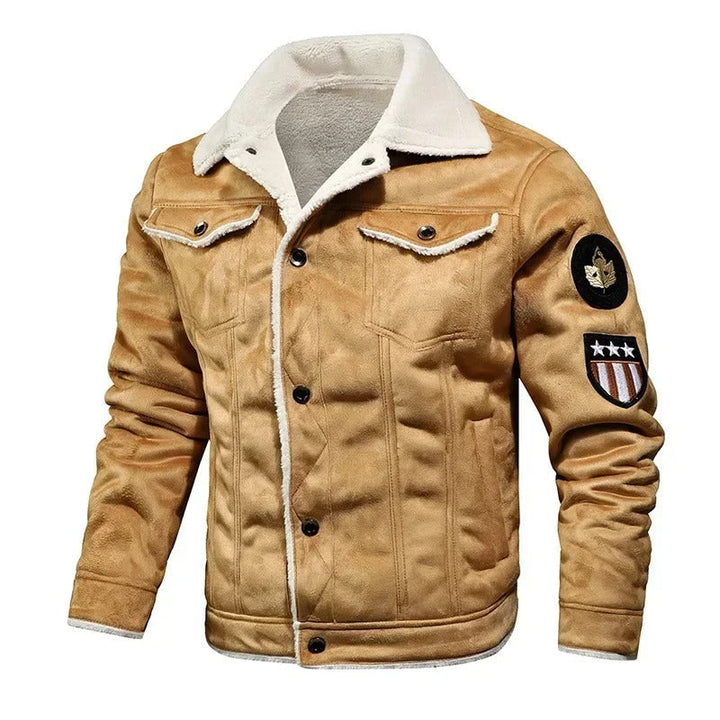Luxe Oversized Leather Jacket with Velvet Lining - Victor-Khaki-M-State of Style