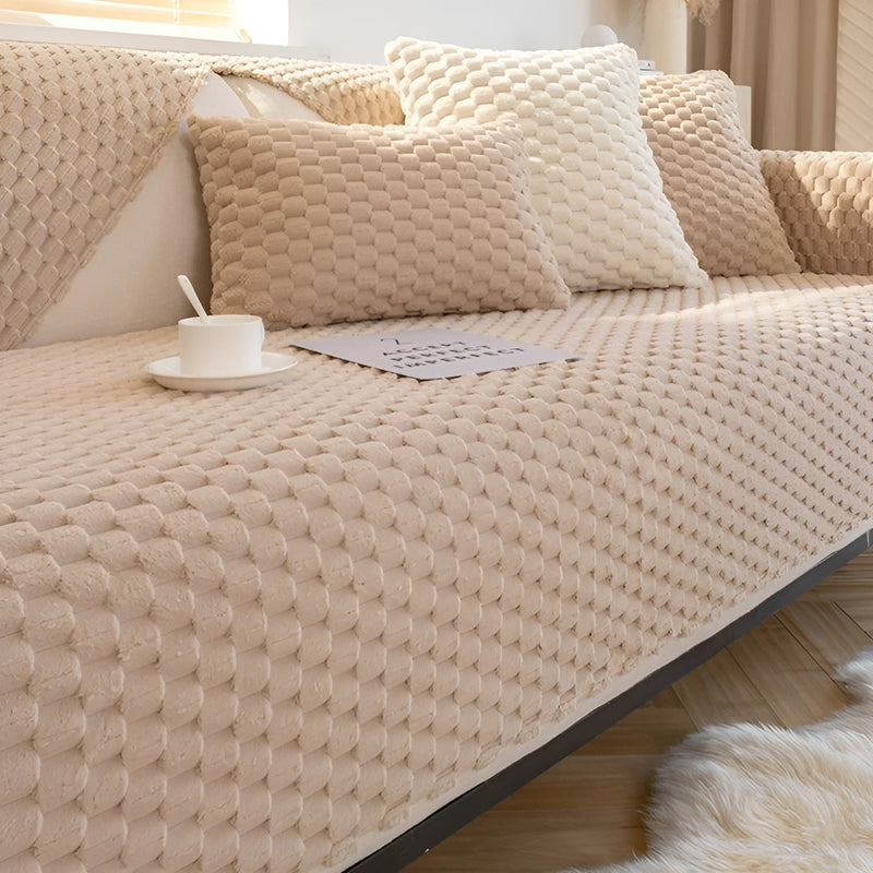 Luxe Velvet Sofa Cover - VeluLuxe-1 seater - 90x120 cm-Beige-State of Style