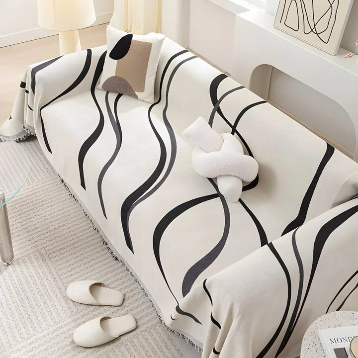 LuxeCasa Reversible Chenille/Cotton Sofa Cover-180x130cm-Grey-State of Style