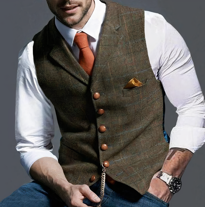 Luxurious Checked Men's Waistcoat - Edward-Brown-S-State of Style