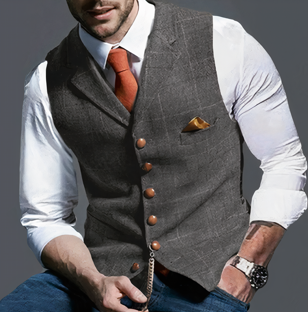 Luxurious Checked Men's Waistcoat - Edward-Grey-S-State of Style