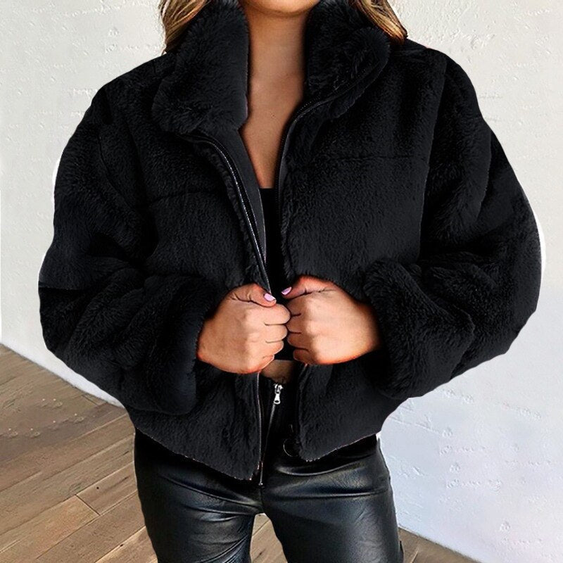 Luxurious Faux Fur Coat | Women's Winter Jacket-Black-S-State of Style