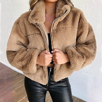 Luxurious Faux Fur Coat | Women's Winter Jacket-Khaki-S-State of Style