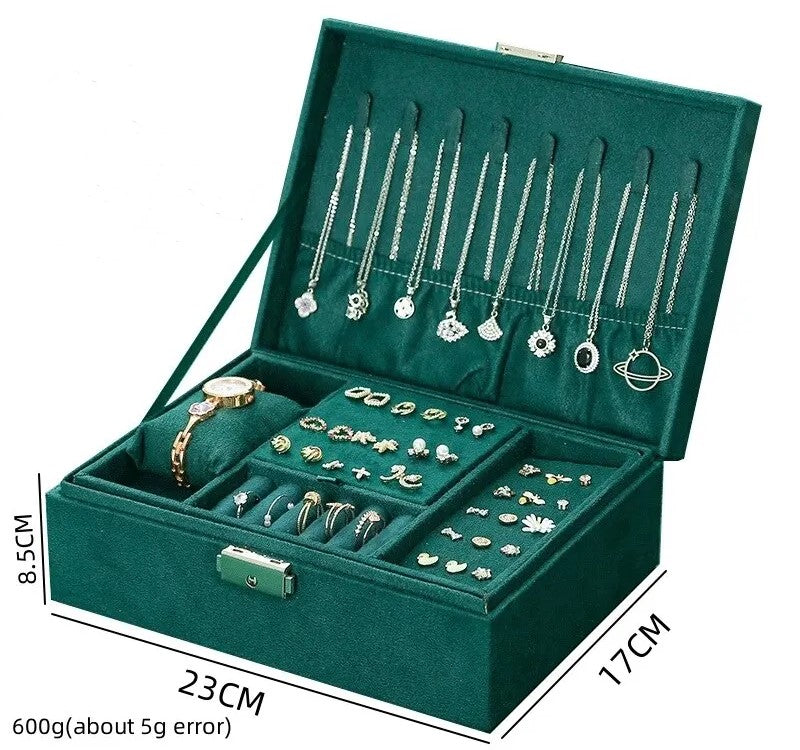 Luxurious Large Velvet Jewellery Box-GREEN-State of Style