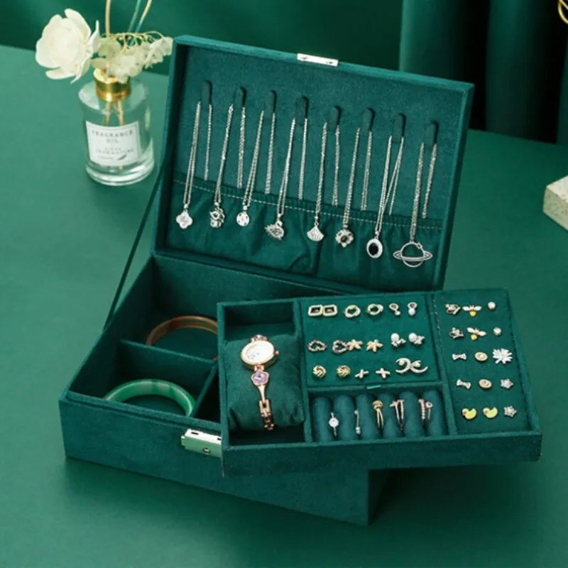 Luxurious Large Velvet Jewellery Box-GREEN-State of Style