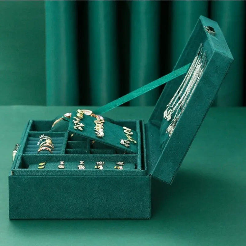 Luxurious Large Velvet Jewellery Box-GREEN-State of Style