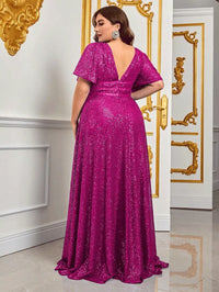 Luxurious Plus-Size Maxi Evening Dress-Pink-L-State of Style
