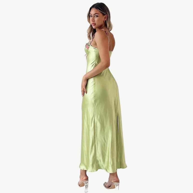Luxurious Satin Slip Dress - Celeste-Green-S-State of Style