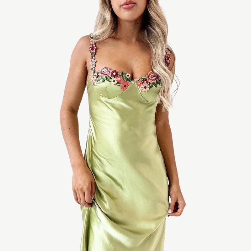 Luxurious Satin Slip Dress - Celeste-Green-S-State of Style