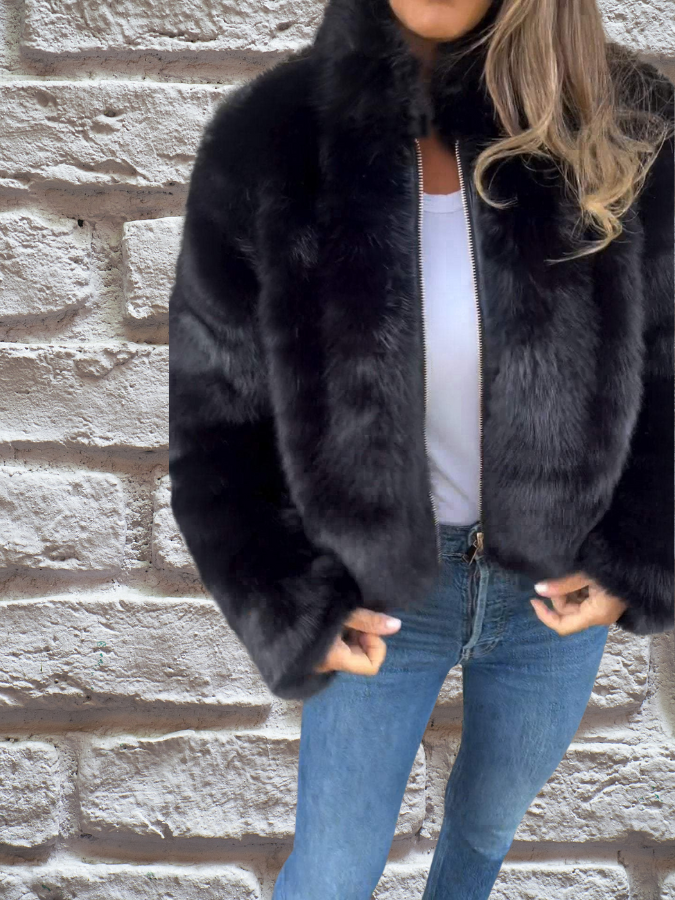 Luxurious Soft Women's Coat - Aurora-Black-S-State of Style
