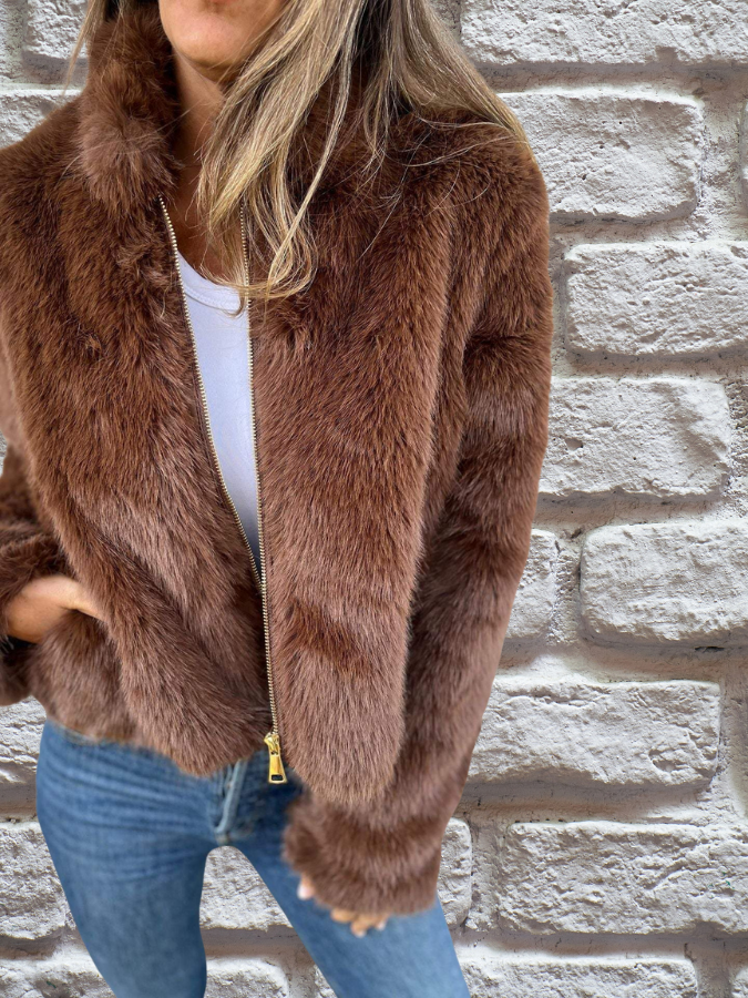 Luxurious Soft Women's Coat - Aurora-Brown-S-State of Style