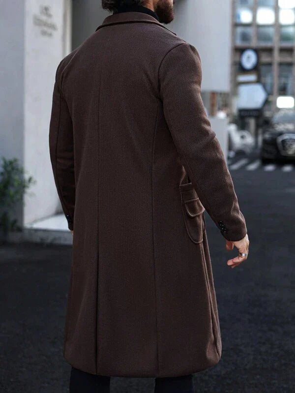 Luxury Brown Long Coat for Men - Alden-S-State of Style