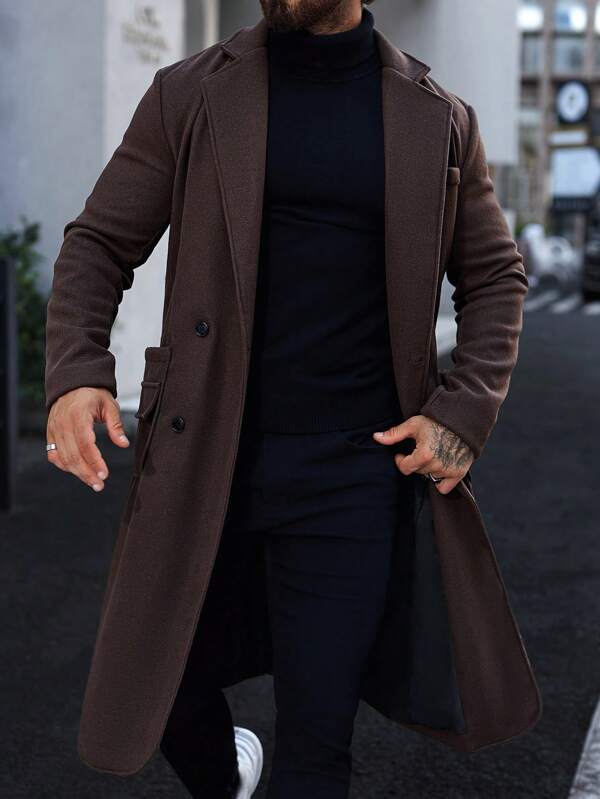 Luxury Brown Long Coat for Men - Alden-S-State of Style