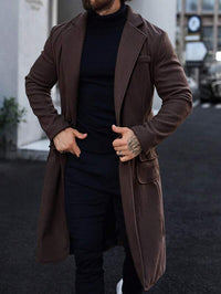 Luxury Brown Long Coat for Men - Alden-S-State of Style