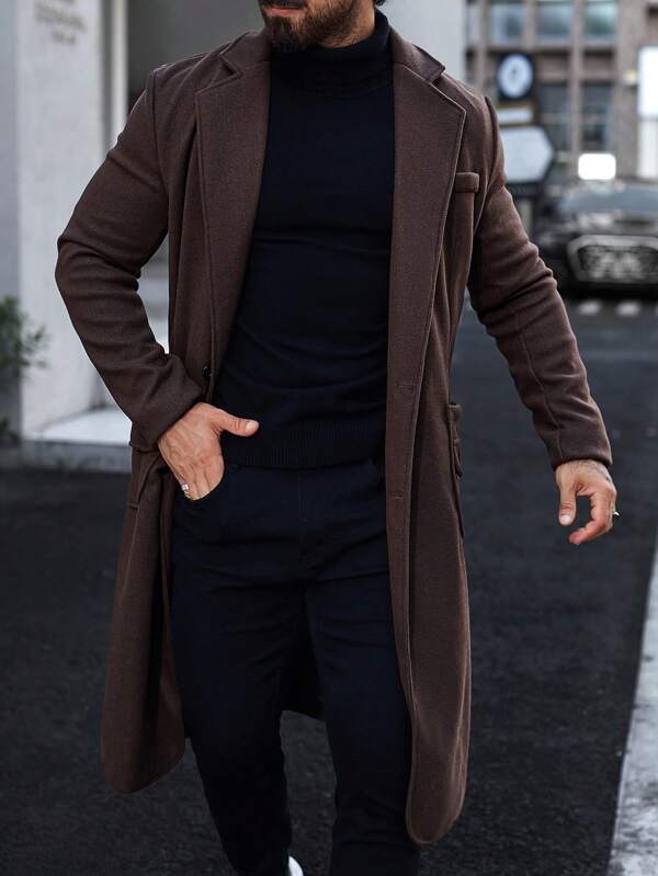 Luxury Brown Long Coat for Men - Alden-S-State of Style