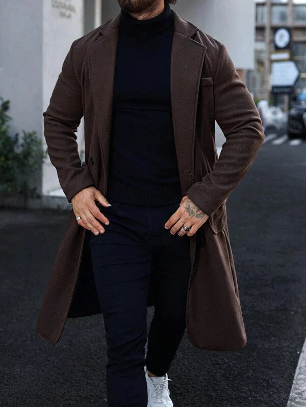 Luxury Brown Long Coat for Men - Alden-S-State of Style
