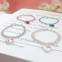Luxury Cat | Luxury Crystal Cat Collar Heart Gemstone Pendant Reflective-Blue-S (20-25cm)-State of Style