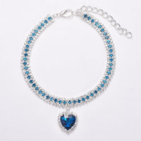 Luxury Cat | Luxury Crystal Cat Collar Heart Gemstone Pendant Reflective-Blue-S (20-25cm)-State of Style