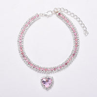 Luxury Cat | Luxury Crystal Cat Collar Heart Gemstone Pendant Reflective-Pink-S (20-25cm)-State of Style
