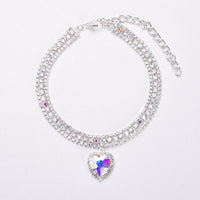 Luxury Cat | Luxury Crystal Cat Collar Heart Gemstone Pendant Reflective-White-S (20-25cm)-State of Style