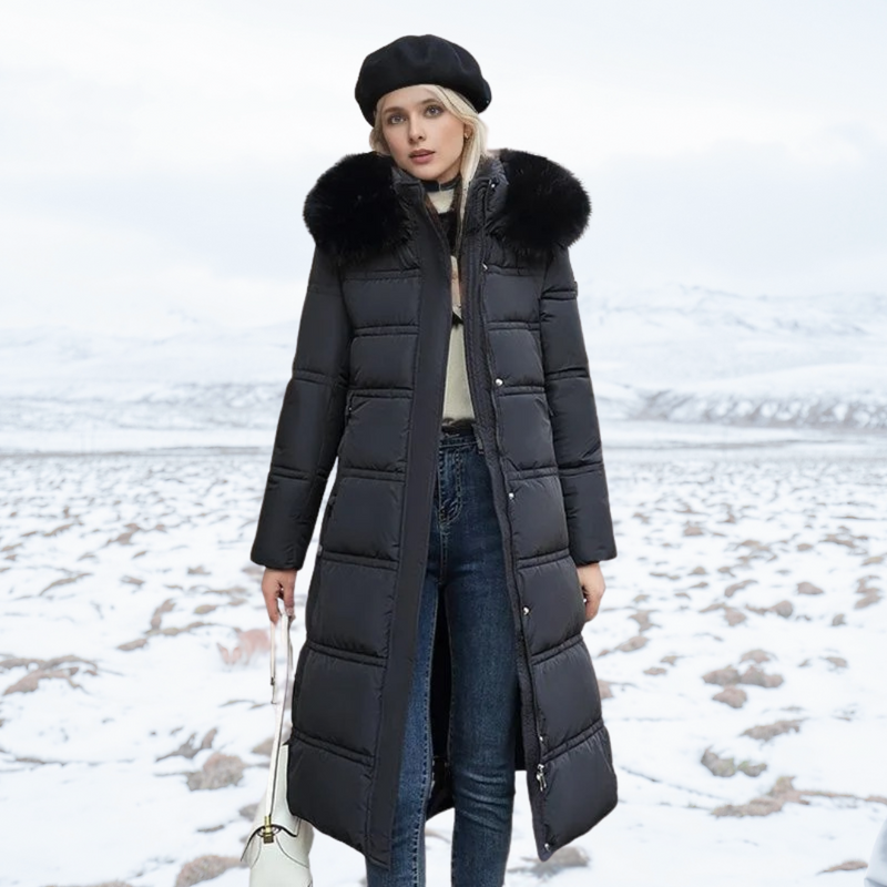 Luxury Faux Fur Winter Coat for Women - Amara-Black-S-State of Style