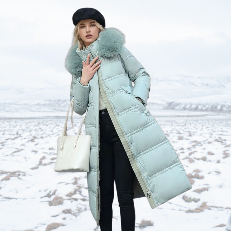 Luxury Faux Fur Winter Coat for Women - Amara-Light blue-S-State of Style