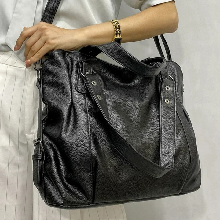 Luxury Leather Ladies Shoulder Bag - EliteCarry-Beige-State of Style