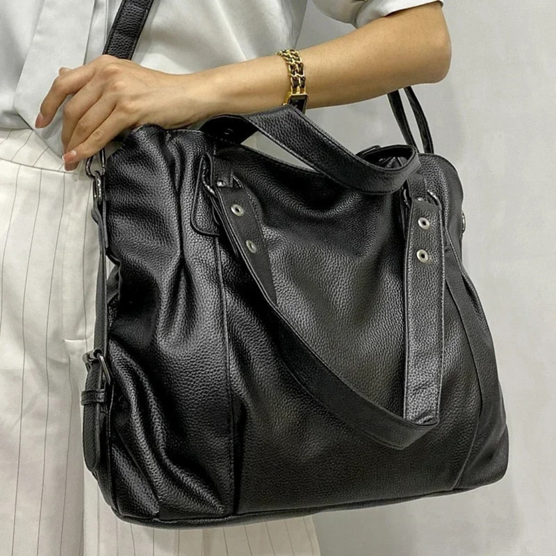 Luxury Leather Ladies Shoulder Bag - EliteCarry-Beige-State of Style
