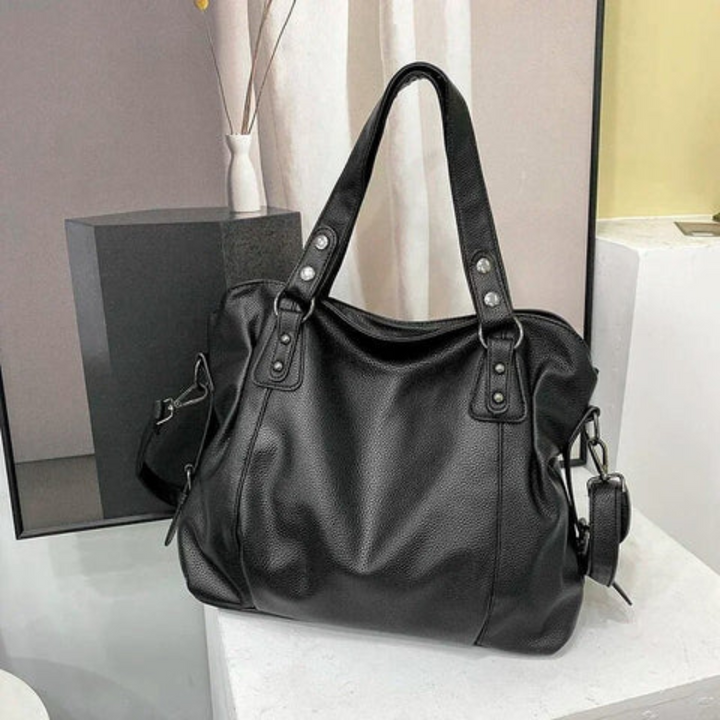 Luxury Leather Ladies Shoulder Bag - EliteCarry-Beige-State of Style