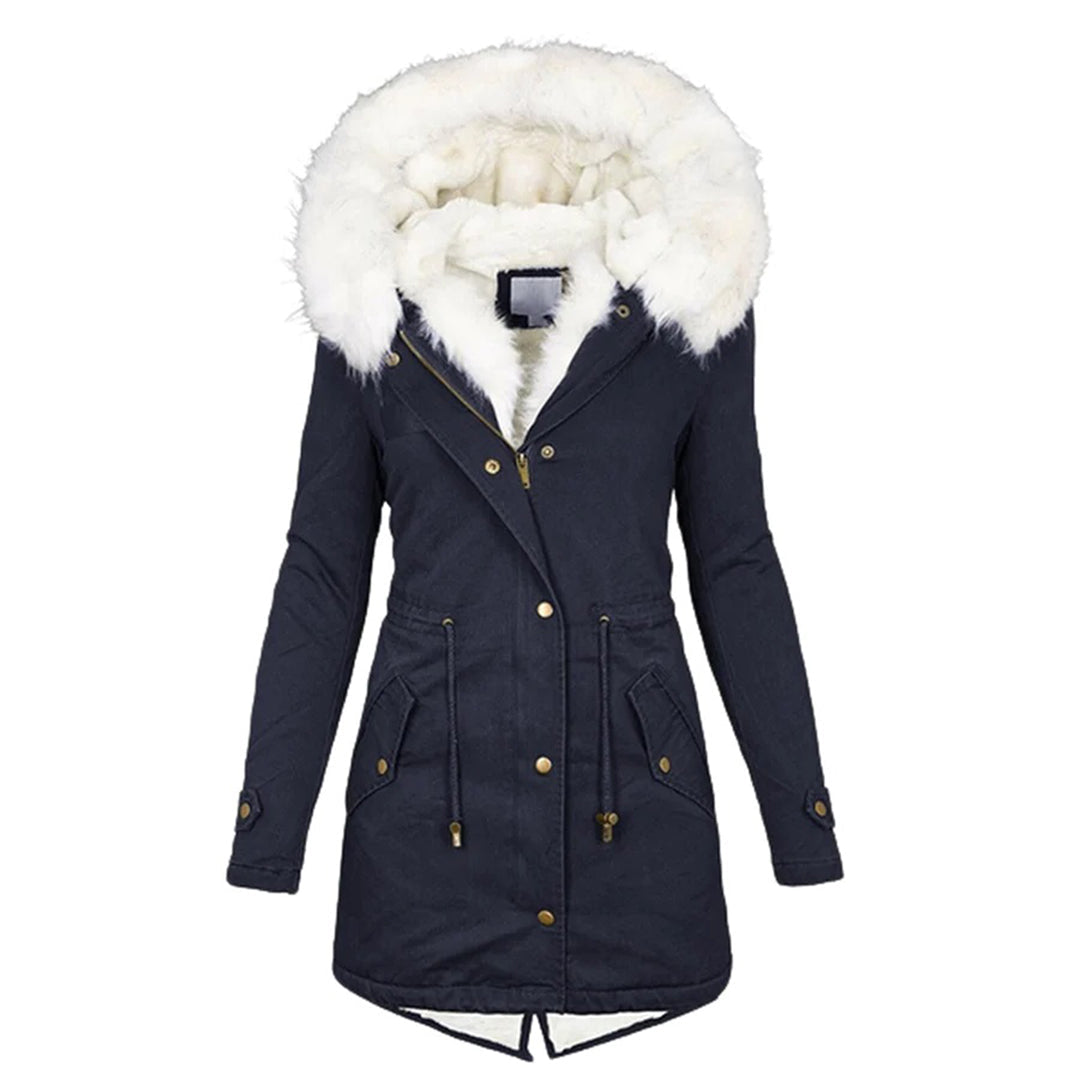 Luxury Lined Women's Winter Coat - Elena-Blue-S-State of Style