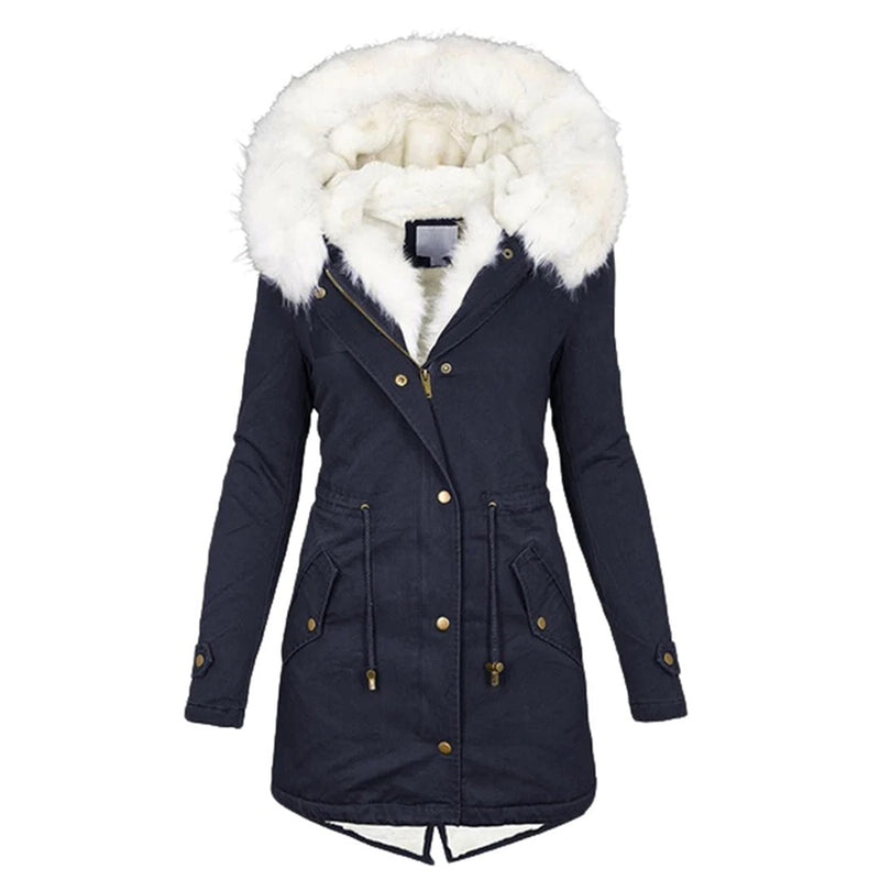 Luxury Lined Women's Winter Coat - Elena-Blue-S-State of Style