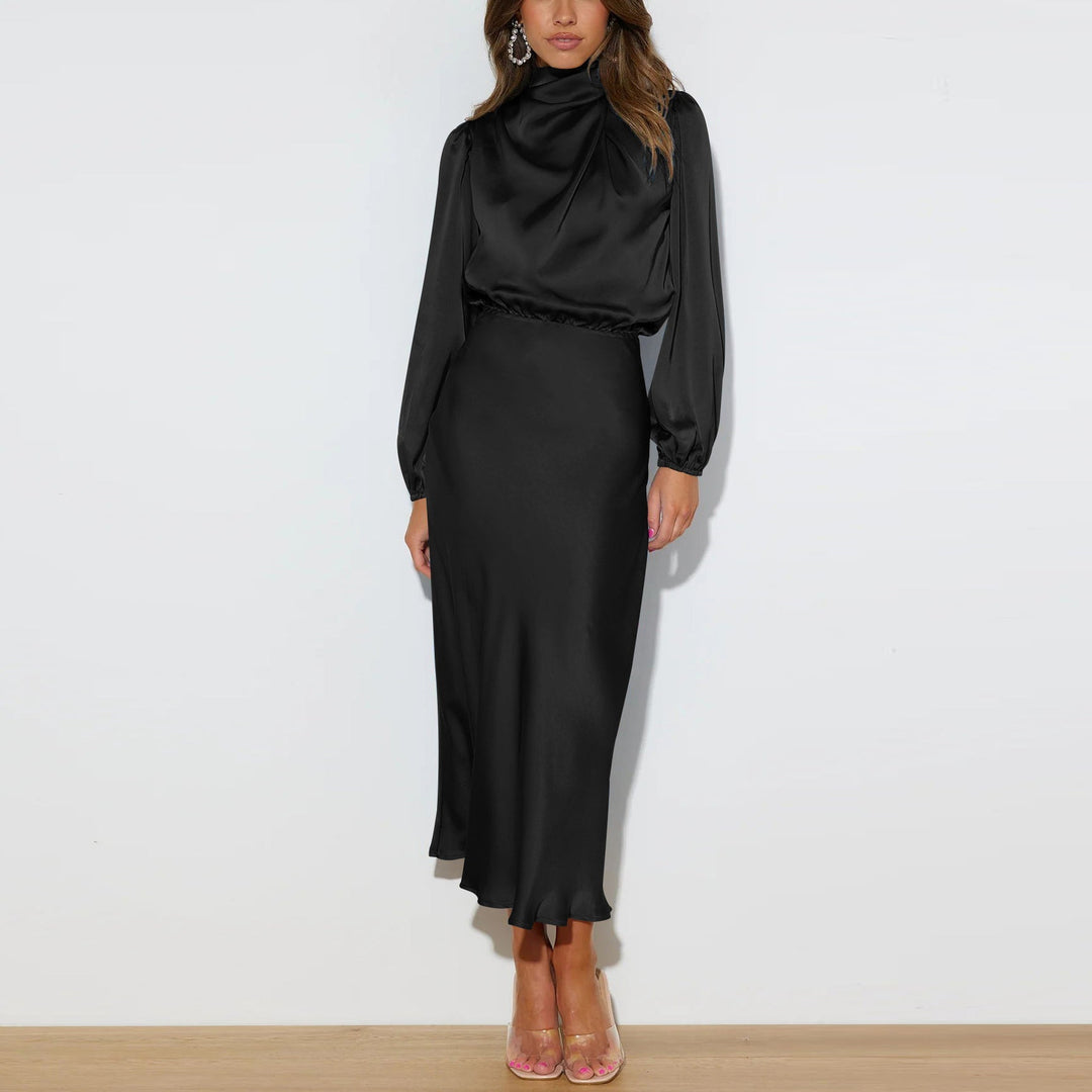 Luxury Satin Dress - Evelina-Black-S-State of Style