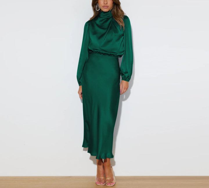 Luxury Satin Dress - Evelina-Green-S-State of Style
