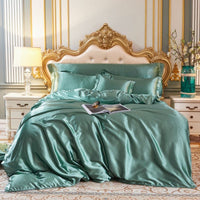 Luxury Silk/Satin Bedding Set (4-Piece) - SilkSleep-150cm Fitted Sheet + Duvet 200x230cm + 2 Pillowcases-Mint-State of Style