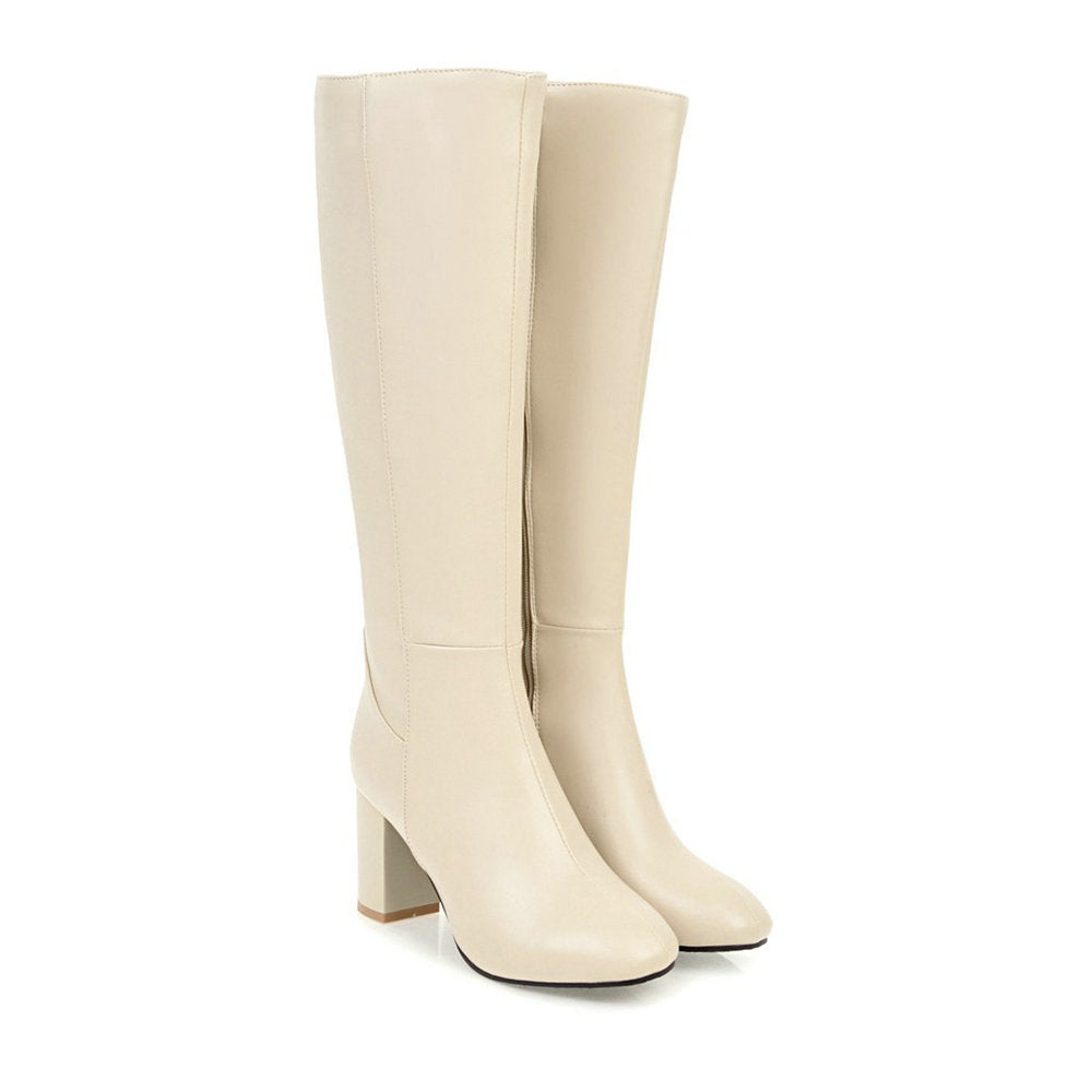 Luxury Vegan Leather Ankle Boots with Zip - Eden-Beige-2.5-State of Style