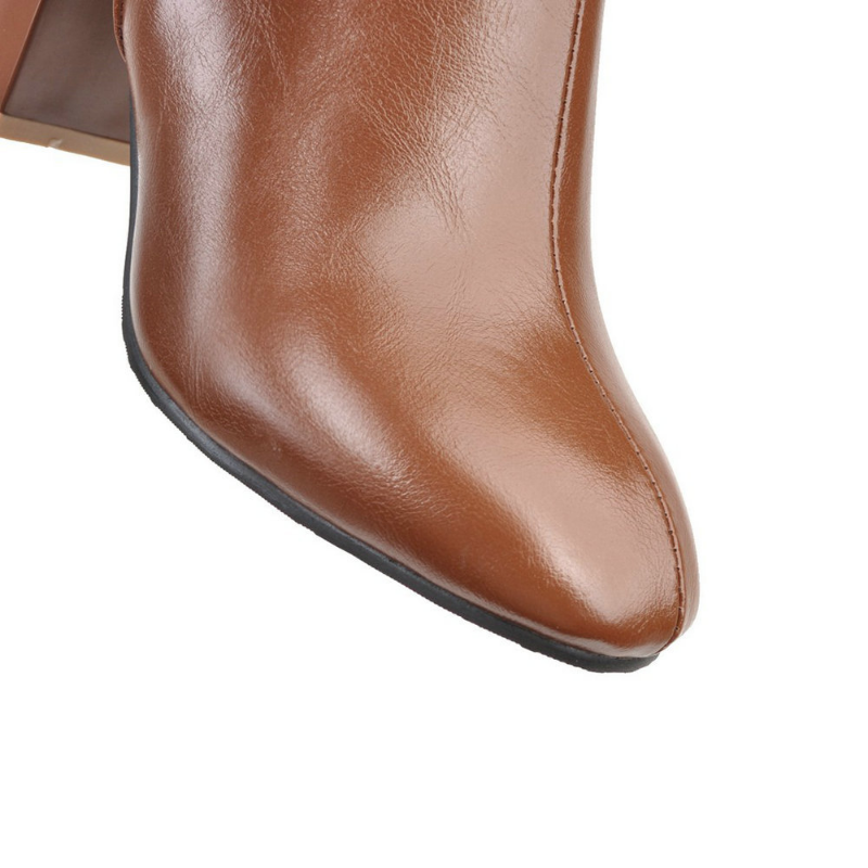 Luxury Vegan Leather Ankle Boots with Zip - Eden-Brown-2.5-State of Style