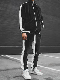 Luxury Velvet Tracksuit with Zip for Men - Mason-Black-S-State of Style