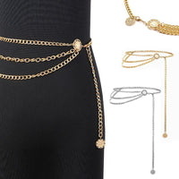 Luxury Waist Chain Belt – Gold & Silver Metal with Crystal Accents-Gold-State of Style
