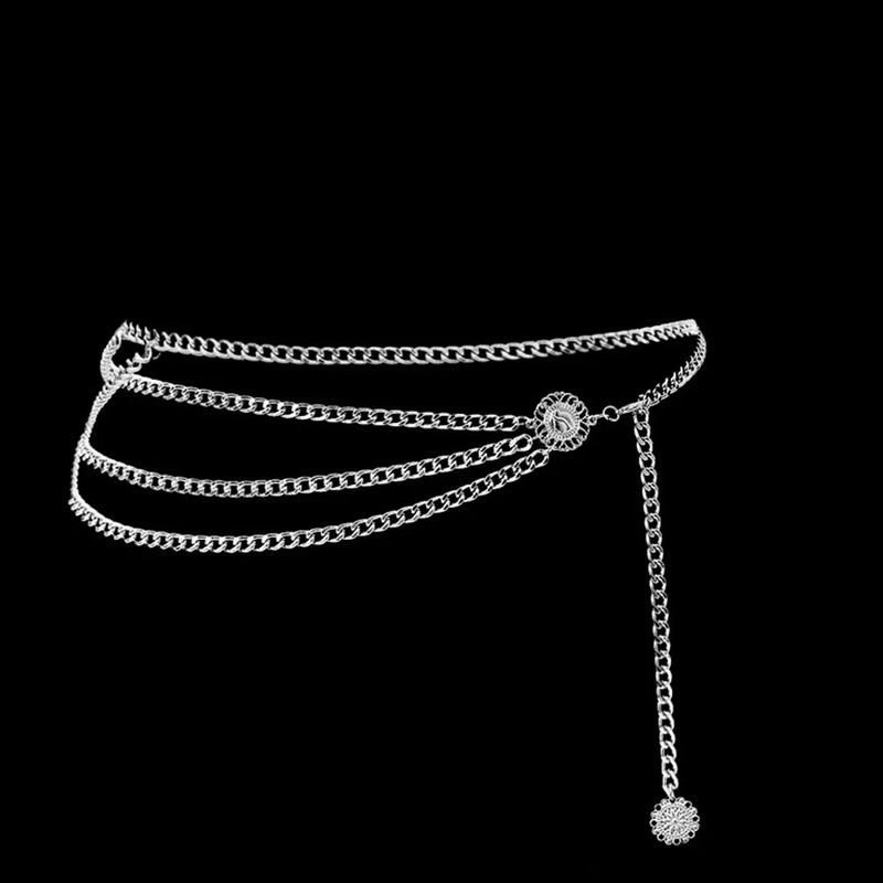 Luxury Waist Chain Belt – Gold & Silver Metal with Crystal Accents-Gold-State of Style