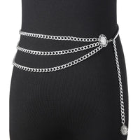 Luxury Waist Chain Belt – Gold & Silver Metal with Crystal Accents-Silver-State of Style