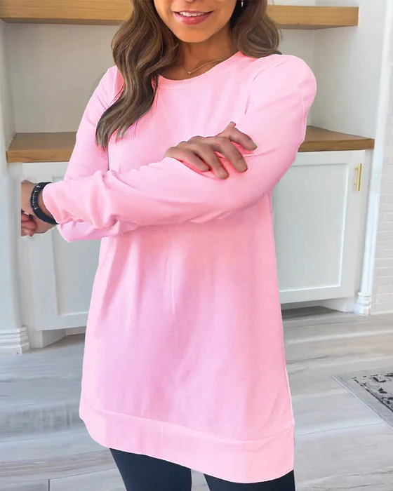 Lyric | Long-Sleeve Solid Colour Top – Chic & Casual-White-S-State of Style
