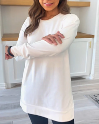 Lyric | Long-Sleeve Solid Colour Top – Chic & Casual-White-S-State of Style